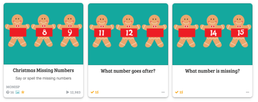 Christmas Missing Numbers Baamboozle Game Screenshot