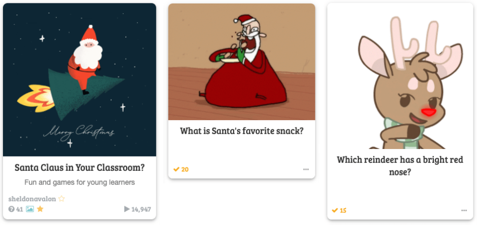 Santa Claus in Your Classroom? Baamboozle Game Screenshot