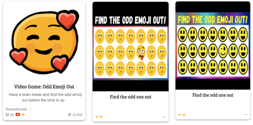 Odd Emoji Out! Game on Baamboozle Screenshot