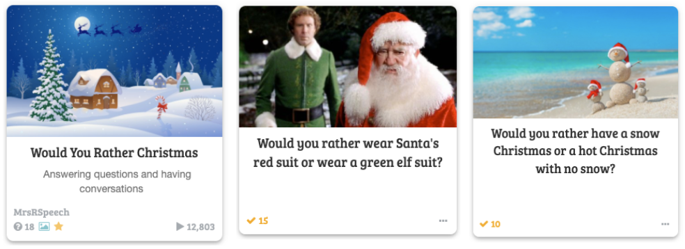 Would You Rather Christmas? Baamboozle Game Screenshot