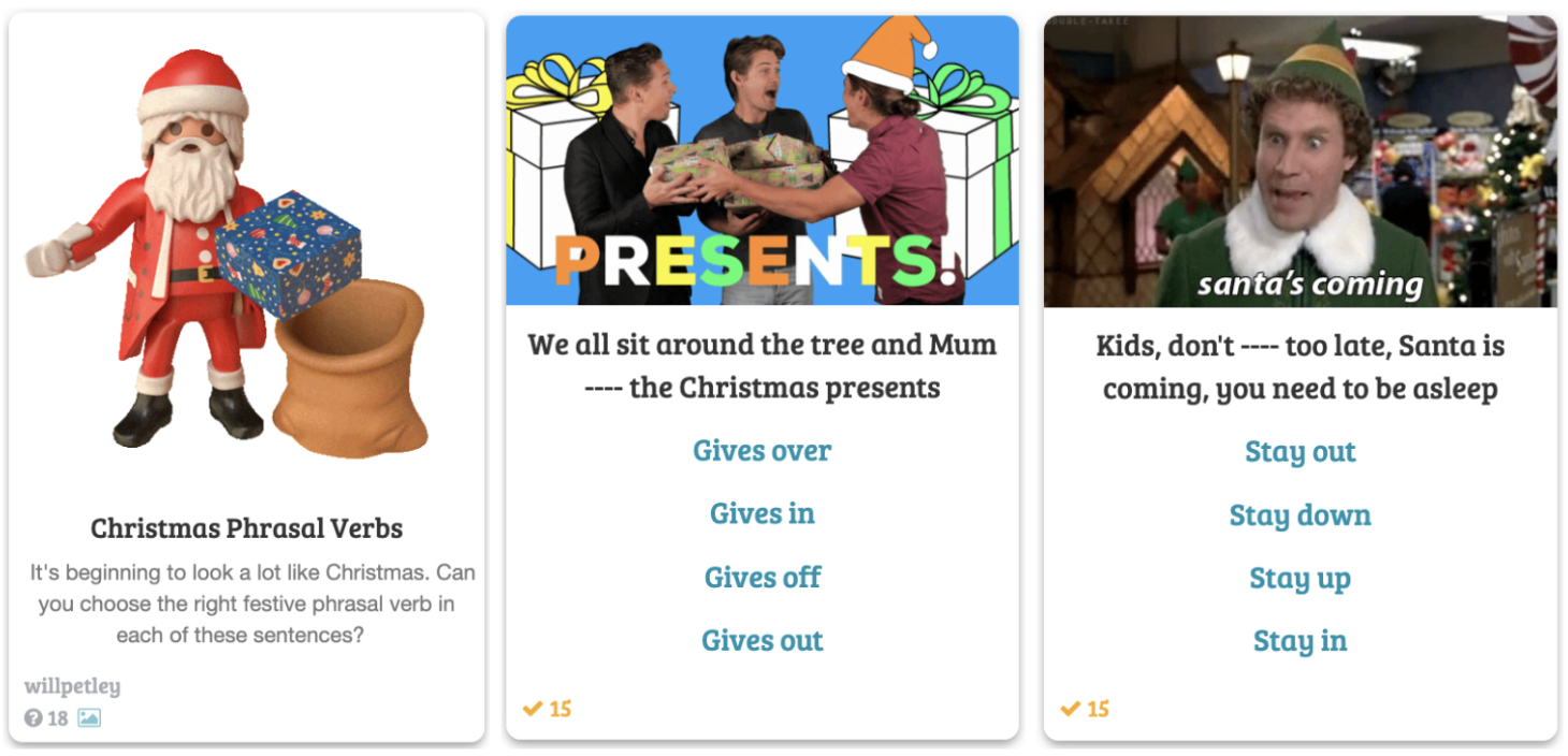 Christmas Phrasal Verbs game preview